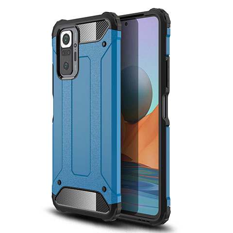 Coque Contour Silicone et Plastique Housse Etui Mat WL1 pour Xiaomi Redmi Note 10 Pro Max Bleu