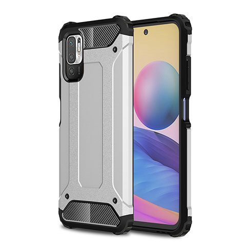 Coque Contour Silicone et Plastique Housse Etui Mat WL1 pour Xiaomi Redmi Note 11 SE 5G Argent