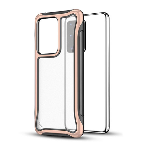 Coque Contour Silicone et Plastique Housse Etui Mat YF1 pour Samsung Galaxy S20 Plus 5G Or Rose