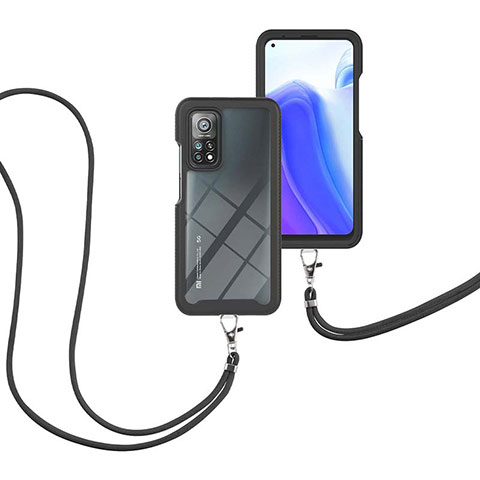 Coque Contour Silicone et Plastique Housse Etui Protection Integrale 360 Degres avec Laniere Strap pour Xiaomi Redmi K30S 5G Noir