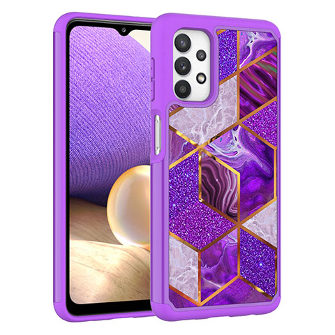 Coque Contour Silicone et Plastique Housse Etui Protection Integrale 360 Degres JX1 pour Samsung Galaxy M32 5G Violet