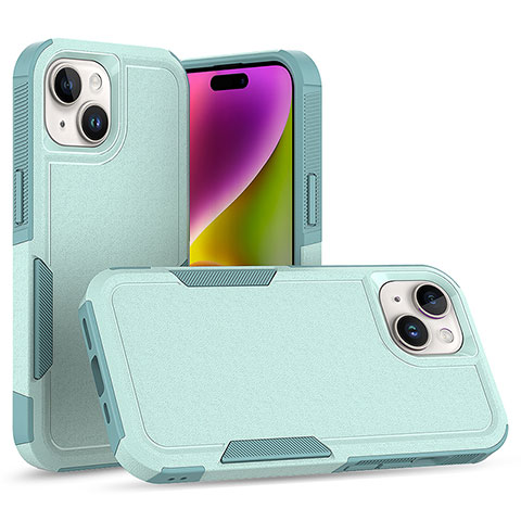 Coque Contour Silicone et Plastique Housse Etui Protection Integrale 360 Degres MQ1 pour Apple iPhone 13 Cyan