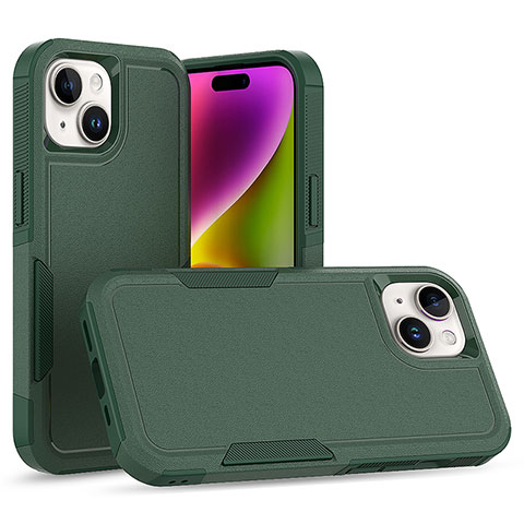 Coque Contour Silicone et Plastique Housse Etui Protection Integrale 360 Degres MQ1 pour Apple iPhone 13 Vert Nuit