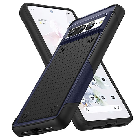 Coque Contour Silicone et Plastique Housse Etui Protection Integrale 360 Degres MQ1 pour Google Pixel 7 Pro 5G Bleu