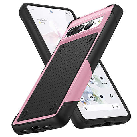 Coque Contour Silicone et Plastique Housse Etui Protection Integrale 360 Degres MQ1 pour Google Pixel 7 Pro 5G Rose