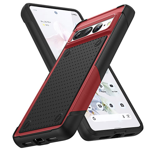 Coque Contour Silicone et Plastique Housse Etui Protection Integrale 360 Degres MQ1 pour Google Pixel 7 Pro 5G Rouge