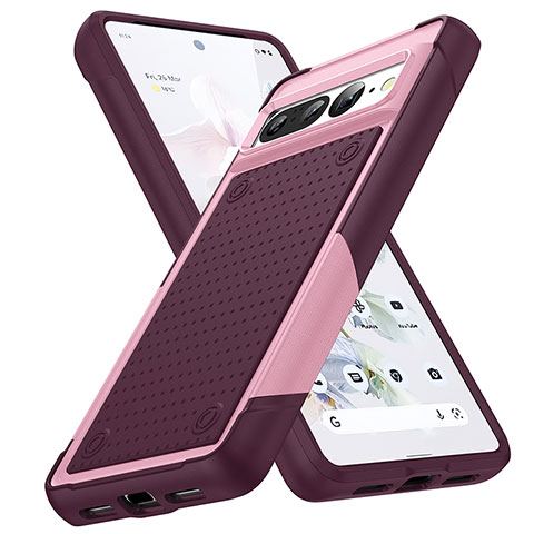 Coque Contour Silicone et Plastique Housse Etui Protection Integrale 360 Degres MQ1 pour Google Pixel 7 Pro 5G Violet