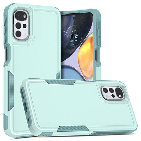 Coque Contour Silicone et Plastique Housse Etui Protection Integrale 360 Degres MQ1 pour Motorola Moto G22 Cyan