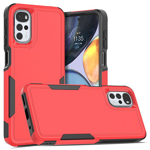 Coque Contour Silicone et Plastique Housse Etui Protection Integrale 360 Degres MQ1 pour Motorola Moto G22 Rouge