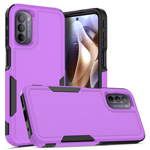 Coque Contour Silicone et Plastique Housse Etui Protection Integrale 360 Degres MQ1 pour Motorola Moto G41 Violet