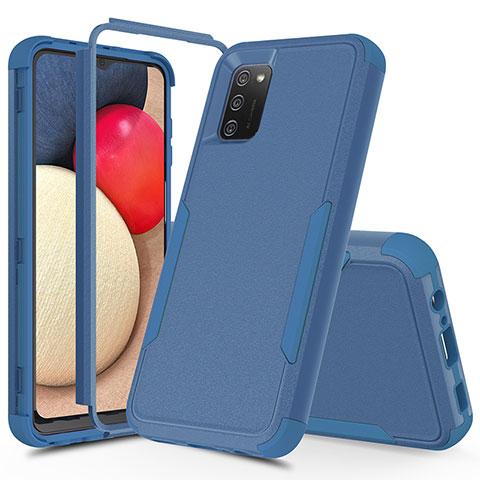 Coque Contour Silicone et Plastique Housse Etui Protection Integrale 360 Degres MQ1 pour Samsung Galaxy A02s Bleu