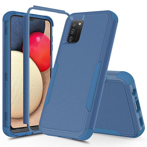 Coque Contour Silicone et Plastique Housse Etui Protection Integrale 360 Degres MQ1 pour Samsung Galaxy A03s Bleu