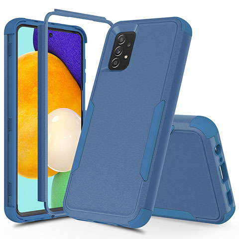 Coque Contour Silicone et Plastique Housse Etui Protection Integrale 360 Degres MQ1 pour Samsung Galaxy A52 4G Bleu