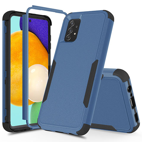 Coque Contour Silicone et Plastique Housse Etui Protection Integrale 360 Degres MQ1 pour Samsung Galaxy A52 4G Bleu et Noir