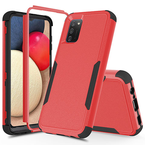 Coque Contour Silicone et Plastique Housse Etui Protection Integrale 360 Degres MQ1 pour Samsung Galaxy F02S SM-E025F Rouge