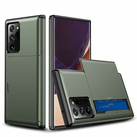 Coque Contour Silicone et Plastique Housse Etui Protection Integrale 360 Degres N01 pour Samsung Galaxy Note 20 Ultra 5G Vert Nuit