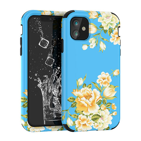 Coque Contour Silicone et Plastique Housse Etui Protection Integrale 360 Degres pour Apple iPhone 11 Bleu