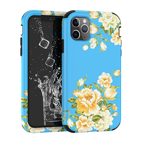 Coque Contour Silicone et Plastique Housse Etui Protection Integrale 360 Degres pour Apple iPhone 11 Pro Max Bleu