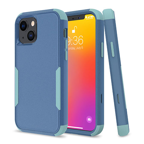 Coque Contour Silicone et Plastique Housse Etui Protection Integrale 360 Degres pour Apple iPhone 13 Mini Bleu Ciel