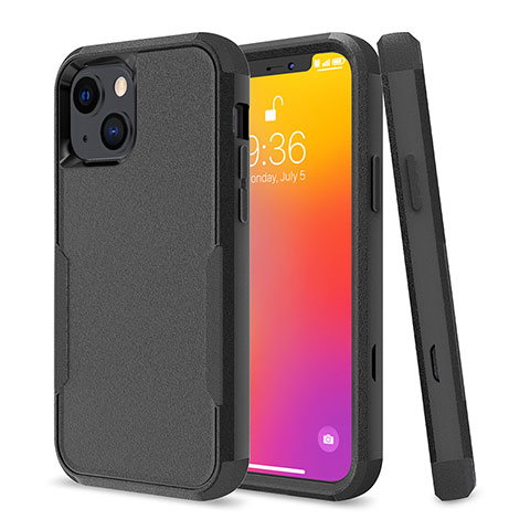 Coque Contour Silicone et Plastique Housse Etui Protection Integrale 360 Degres pour Apple iPhone 13 Mini Noir