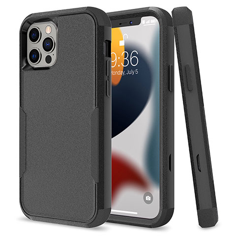 Coque Contour Silicone et Plastique Housse Etui Protection Integrale 360 Degres pour Apple iPhone 13 Pro Max Noir