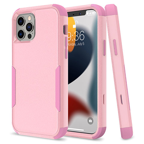 Coque Contour Silicone et Plastique Housse Etui Protection Integrale 360 Degres pour Apple iPhone 13 Pro Max Rose Rouge