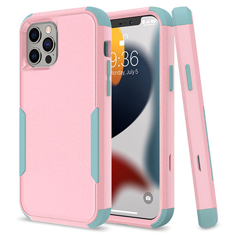 Coque Contour Silicone et Plastique Housse Etui Protection Integrale 360 Degres pour Apple iPhone 13 Pro Rose