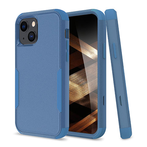 Coque Contour Silicone et Plastique Housse Etui Protection Integrale 360 Degres pour Apple iPhone 15 Plus Bleu