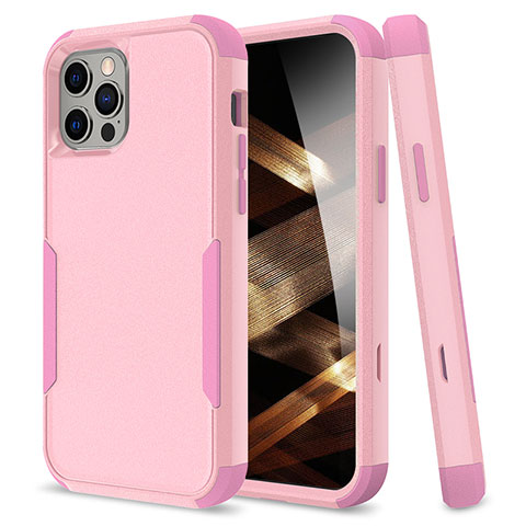 Coque Contour Silicone et Plastique Housse Etui Protection Integrale 360 Degres pour Apple iPhone 15 Pro Max Rose Rouge