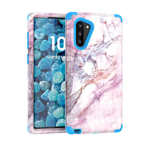 Coque Contour Silicone et Plastique Housse Etui Protection Integrale 360 Degres pour Samsung Galaxy Note 10 5G Bleu