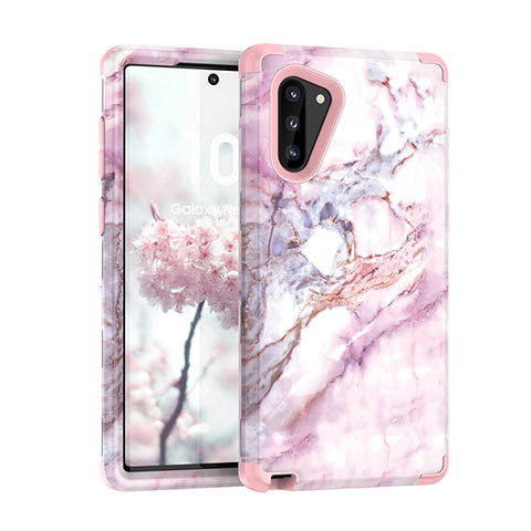 Coque Contour Silicone et Plastique Housse Etui Protection Integrale 360 Degres pour Samsung Galaxy Note 10 Or Rose