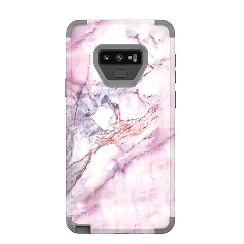 Coque Contour Silicone et Plastique Housse Etui Protection Integrale 360 Degres pour Samsung Galaxy Note 9 Gris