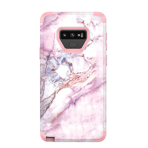 Coque Contour Silicone et Plastique Housse Etui Protection Integrale 360 Degres pour Samsung Galaxy Note 9 Or Rose