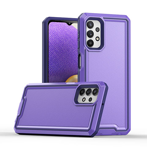 Coque Contour Silicone et Plastique Housse Etui Protection Integrale 360 Degres Q01W pour Samsung Galaxy A32 4G Violet