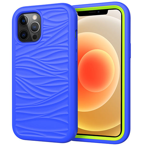 Coque Contour Silicone et Plastique Housse Etui Protection Integrale 360 Degres R01 pour Apple iPhone 12 Pro Max Bleu