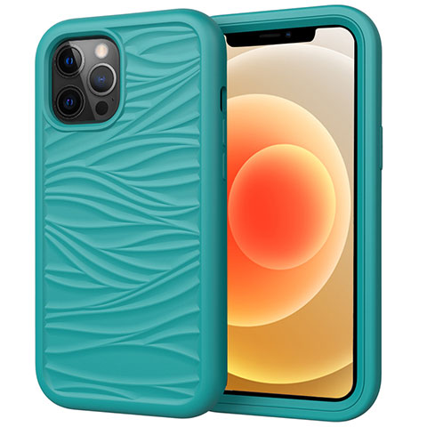 Coque Contour Silicone et Plastique Housse Etui Protection Integrale 360 Degres R01 pour Apple iPhone 12 Pro Max Cyan