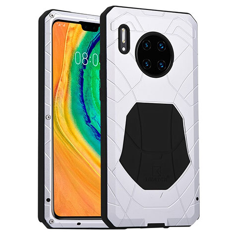 Coque Contour Silicone et Plastique Housse Etui Protection Integrale 360 Degres R01 pour Huawei Mate 30 5G Argent