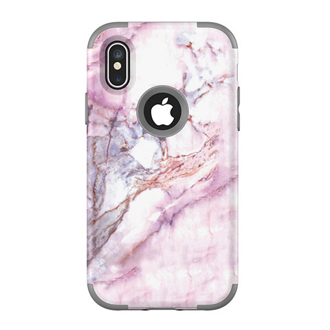 Coque Contour Silicone et Plastique Housse Etui Protection Integrale 360 Degres U01 pour Apple iPhone Xs Max Gris