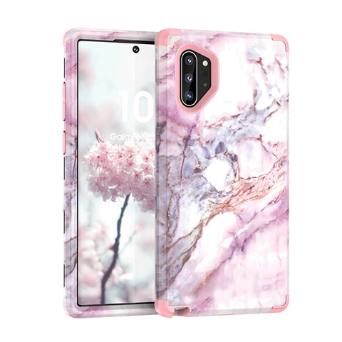 Coque Contour Silicone et Plastique Housse Etui Protection Integrale 360 Degres U01 pour Samsung Galaxy Note 10 Plus 5G Or Rose