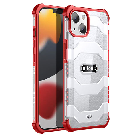 Coque Contour Silicone et Plastique Housse Etui Protection Integrale 360 Degres U02 pour Apple iPhone 14 Rouge