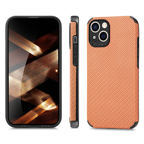 Coque Contour Silicone et Plastique Housse Etui Protection Integrale 360 Degres U04 pour Apple iPhone 15 Orange