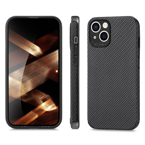 Coque Contour Silicone et Plastique Housse Etui Protection Integrale 360 Degres U04 pour Apple iPhone 15 Plus Noir