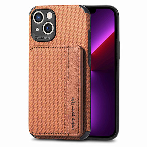 Coque Contour Silicone et Plastique Housse Etui Protection Integrale 360 Degres U05 pour Apple iPhone 13 Mini Marron