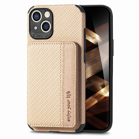 Coque Contour Silicone et Plastique Housse Etui Protection Integrale 360 Degres U05 pour Apple iPhone 15 Plus Or