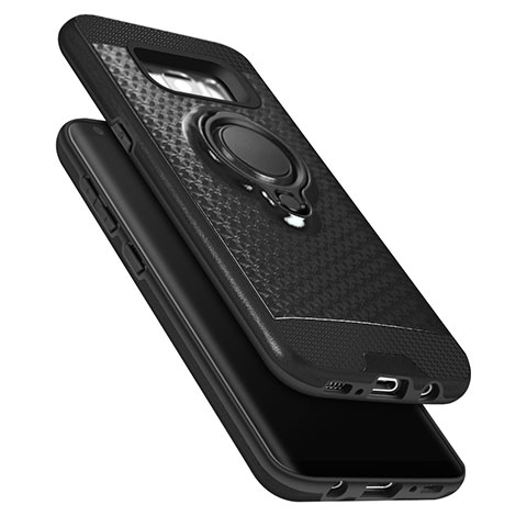 Coque Contour Silicone et Plastique Mat avec Support Bague Anneau pour Samsung Galaxy S8 Noir