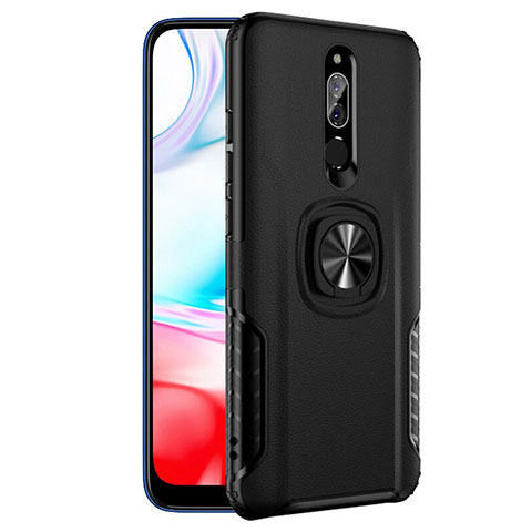 Coque Contour Silicone et Plastique Mat avec Support Bague Anneau pour Xiaomi Redmi 8 Noir