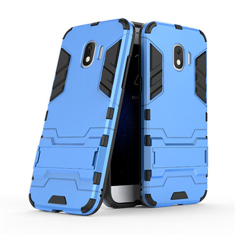 Coque Contour Silicone et Plastique Mat avec Support pour Samsung Galaxy Grand Prime Pro (2018) Bleu