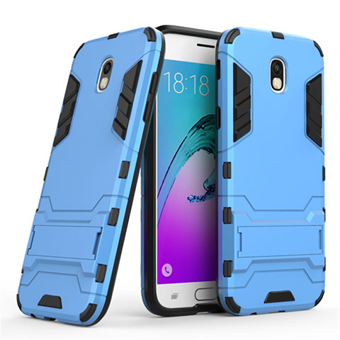 Coque Contour Silicone et Plastique Mat avec Support pour Samsung Galaxy J5 (2017) Duos J530F Bleu