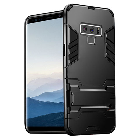 Coque Contour Silicone et Plastique Mat avec Support pour Samsung Galaxy Note 9 Noir