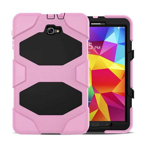 Coque Contour Silicone et Plastique Mat avec Support pour Samsung Galaxy Tab A6 10.1 SM-T580 SM-T585 Rose